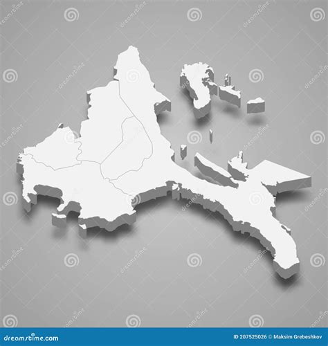 3d Isometric Map of Calabarzon is a Region of Philippines Stock ...