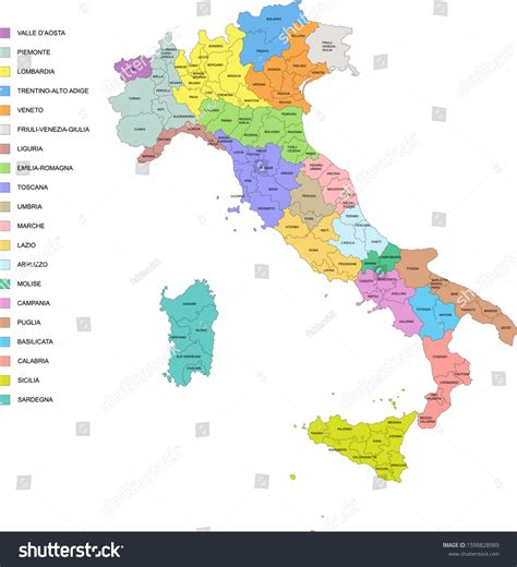 Map Italy Details Provinces Regions: vector de stock (libre de regalías ...