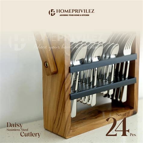 Daisy Cutlery with Wooden Stand – Homeprivilez