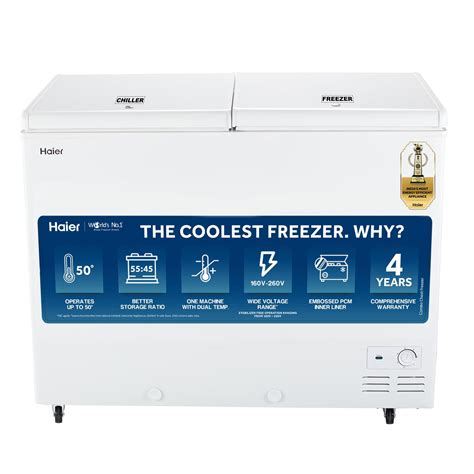 Haier HFC-325CM5, Double Door Combo Freezer (Half Cooler & Half Freezer ...