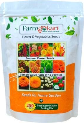 farmgokart |Summer Flower Seed Combo - 12 Variety + 250 Gms Germination ...