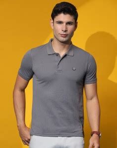 Cloak & Decker Solid Men Polo Neck Grey T-Shirt - Buy Cloak & Decker ...