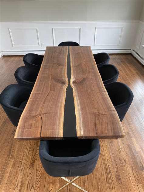 Live Edge River Black Walnut Dining Table – 1 of A Kind Live Edge Slabs