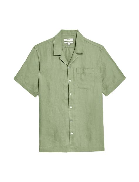 Buy Pure Linen Cuban Collar Shirt at Marks & Spencer