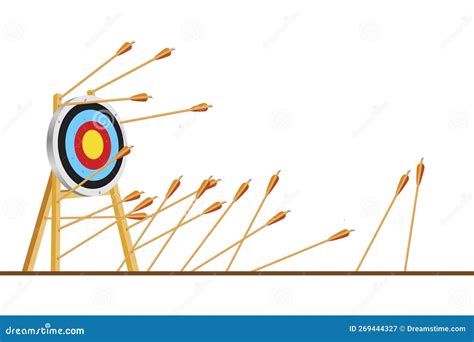 Many Arrows Missed Hitting Target Mark. Shot Miss. Multiple Failed ...