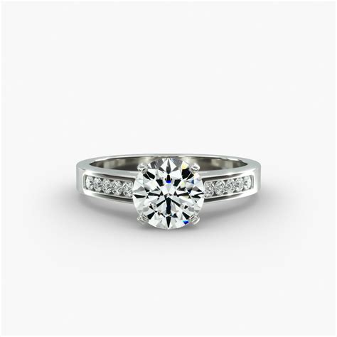 null Channel Set Round Shaped Diamond Engagement Ring