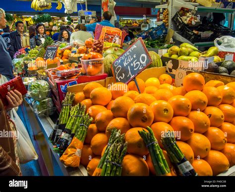 Fresh fruit and vegetables Mercado Atarazanas, spanish market Malaga ...