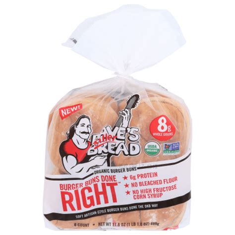 Dave's Killer Bread Burger Buns Done Right, Organic White Bread ...