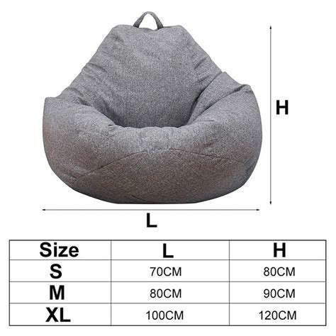 Buy 3 Sizes Large Bean Bag Sofa Cover with Pockets Lounger Chair Sofa ...