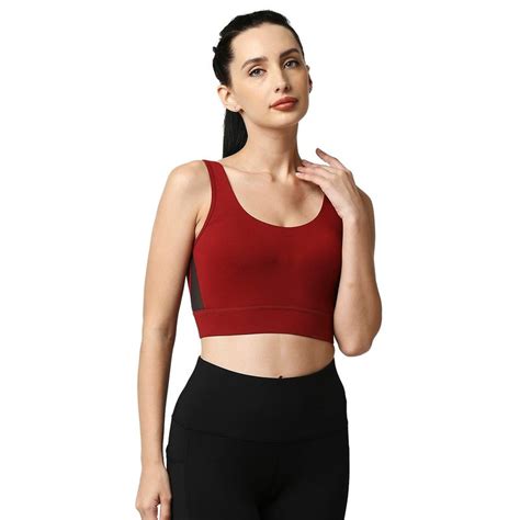 Buy SOIE Medium Impact Non Padded Non Wired Long Line Sports Bra-Maroon ...