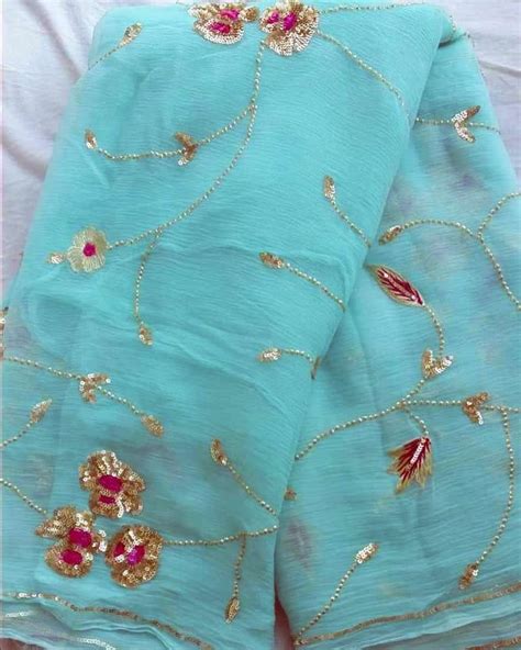 Pure Jaipuri Chiffon Jaal Work Saree With Beautiful Rajputi look and R ...