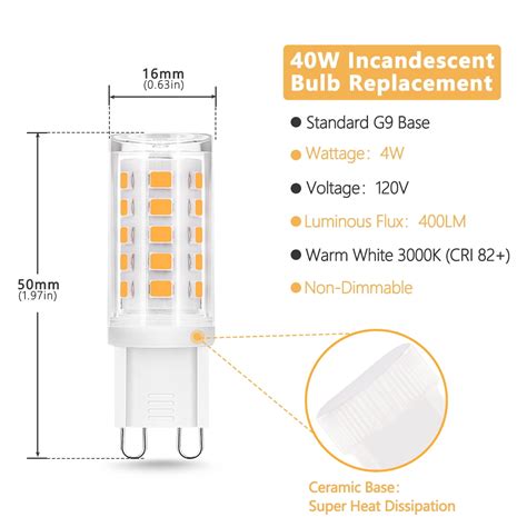 Buy G9 LED Light Bulb Base,Winshine 3000K Daylight G9 Base Bulbs for ...