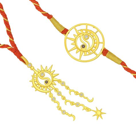 Sun-Moon Ying Yang Silver Rakhi for Bhaiya-Bhabhi Convertible Pendant – LBV