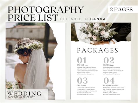 Wedding Portraits Price List