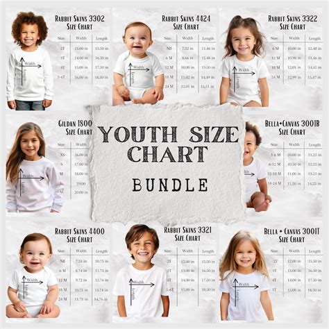 Toddler and Youth Size Chart Mockup Bundle, Kids Size Chart Mockups ...