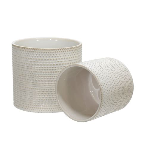 Sagebrook Home Round 7-in W x 6-in H Off-white Ceramic Indoor/Outdoor ...