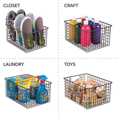Buy mDesign Metal Wire Closet Storage Basket Organizer with Handles for ...