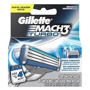 Gillette Mach 3 Turbo Manual Shaving Razor Blades - 4s Pack (Cartridge ...