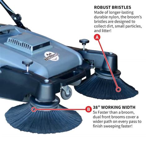 Buy Commercial 38 in. Walk Behind Push Sweeper with Triple Power Brooms ...