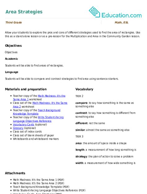 Image result for Learning Area in Lesson Plan Example