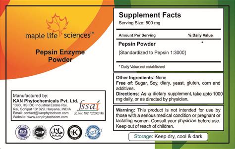 Buy PEPSIN 1:3000 Powder Potent Digestive Enzyme Aids in Protein ...