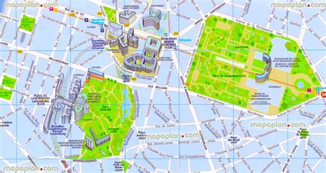 Brussels map - Brussels EU quarter buildings map - European Parliament ...