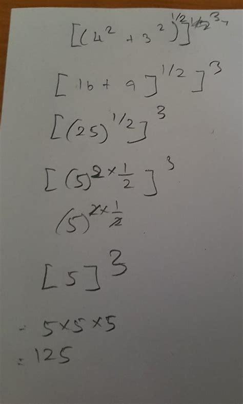 3. Evaluate:(i) [(4² + 3²)½]³please answer this question - Brainly.in