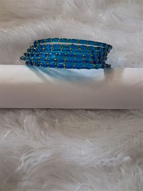 Sky Blue Raindrop Glass Bangles Online | Festive Jewellery