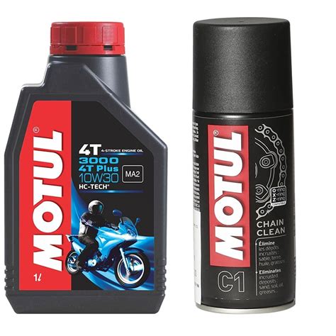 Motul 3000 4T Plus 10W30 Engine Oil for Bikes (1 L) & Motul C1 Chain ...