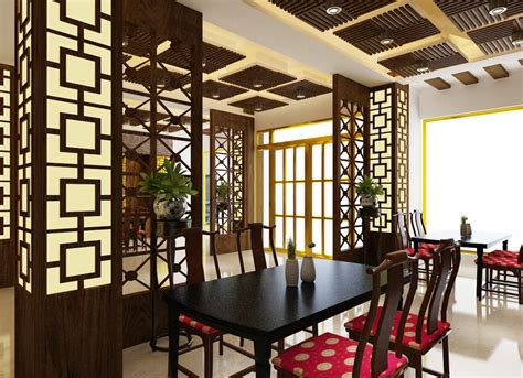 中式风格餐厅吊顶吊灯整体装修效果图 – 设计本装修效果图