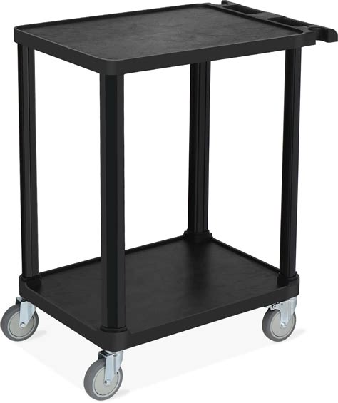 Amazon.com: Leadzm 2-Tier Plastic Flat Utility Cart, Commercial Rolling ...