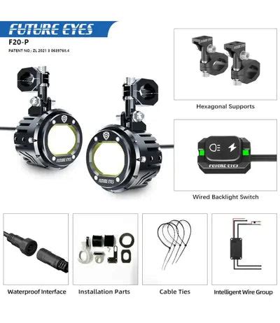 Future Eyes F20-P Dual Colour Auxillary Lights – Ride Adventure