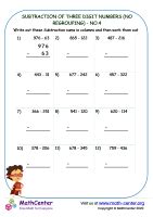 Subtraction of three digit numbers (no regrouping) - no.1 | Worksheets ...