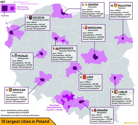 10 largest cities in Poland - Maps on the Web