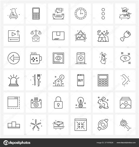 Set Basic Line Icons Interface Old Telephone Face Big Ben Stock Vector ...