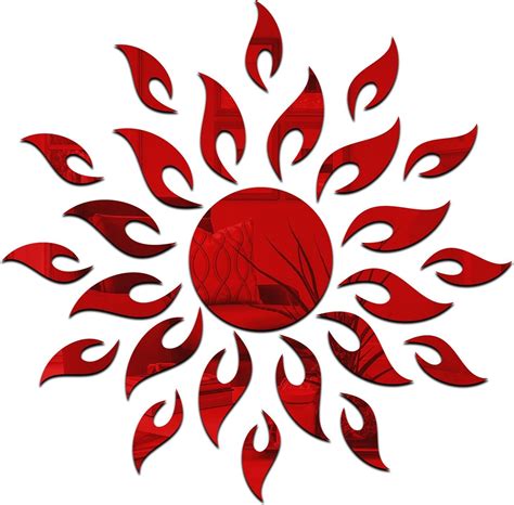 Wall1ders 1.5 Feet Sun Red Mirror Stickers for Wall Decor - Acrylic ...
