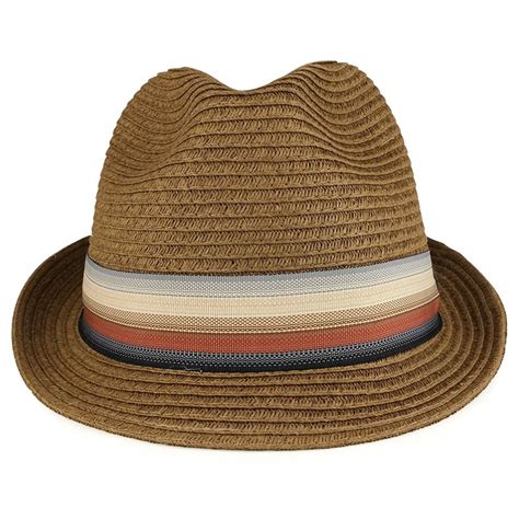 XXL Oversized Stylish Basic Stingy Straw Fedora Hat - Brown - CA18503ASSI