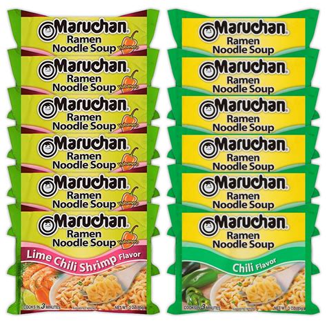 Maruchan Ramen Noodle Soup, Lime Chili Shrimp & Chili, 6 Packs Each ...
