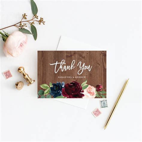Thank You Card Template Wedding Thank You Cards Printable - Etsy