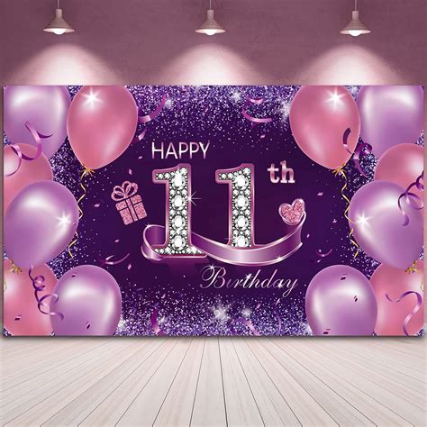 Buy Sumind Happy Birthday Party Decorations, Large Fabric Happy 11th ...