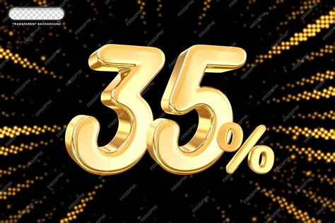 Premium PSD | 35percent offer gold in 3d rendering