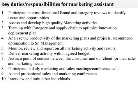 Marketing assistant job description | PPTX
