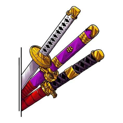Three Katanas Style Cloth Sticker | Kotian
