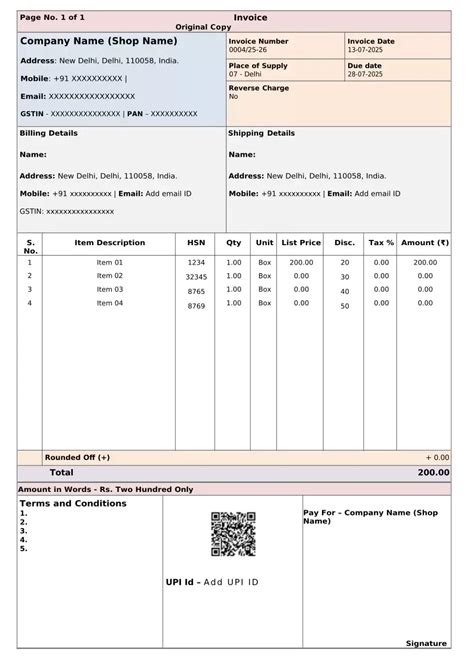 Stationery Bill Format in Word, Excel & PDF - Free GST Download