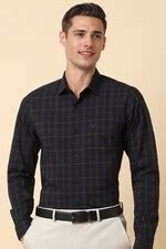 Buy Men Black Regular Fit Checked Full Sleeves Formal Shirt Online ...