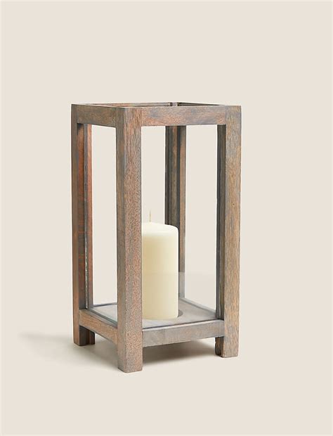 Buy Wooden Small Hurricane Lantern at Marks & Spencer