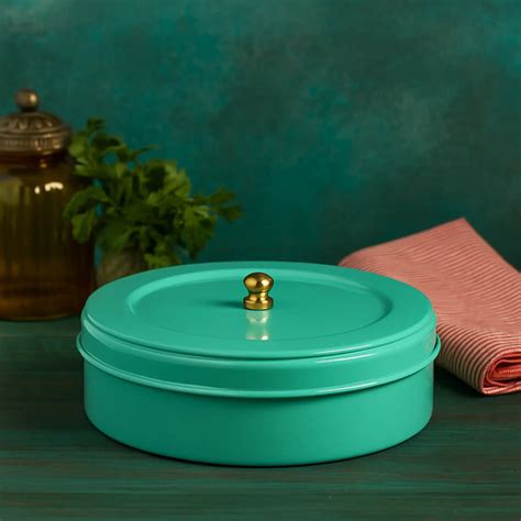Buy Elan Round Storage Roti, Snack Box (Stainless Steel Aqua) Online ...