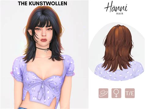 Hanni hair | The Kunstwollen | Sims hair, Sims 4 mm cc, Sims
