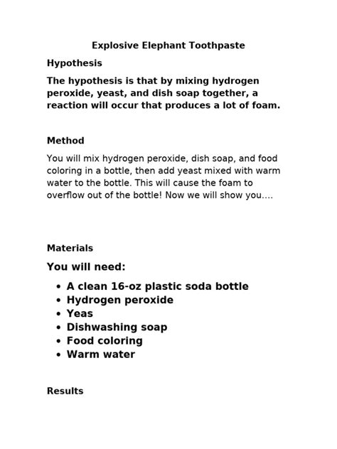 How to Make a Elephant Toothpaste Explosion 的图像结果