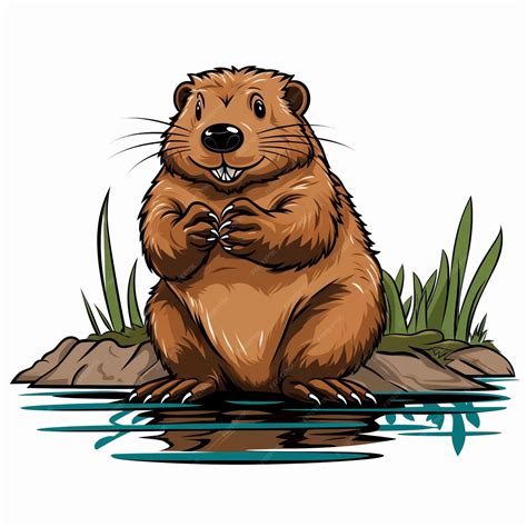 Premium Photo | Detailed Wildlife Cartoon Beaver Sitting By Water Svg ...